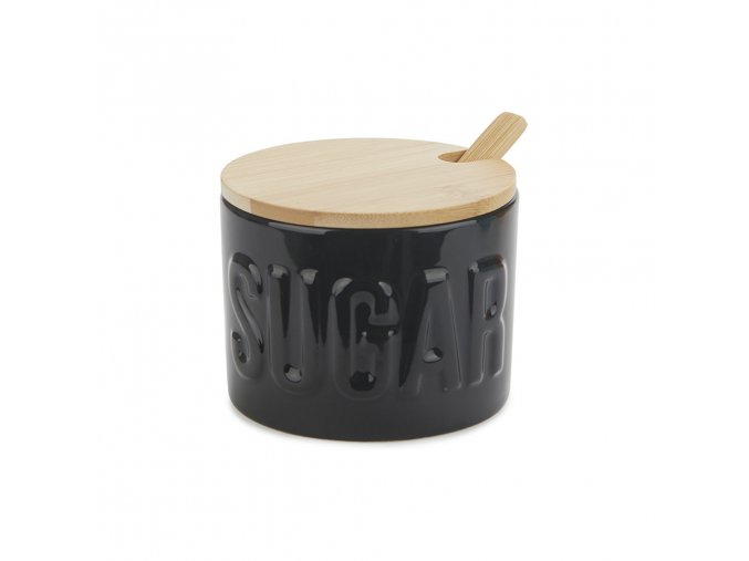sugar bowl sugar black with lid ceramic bamboo 27799