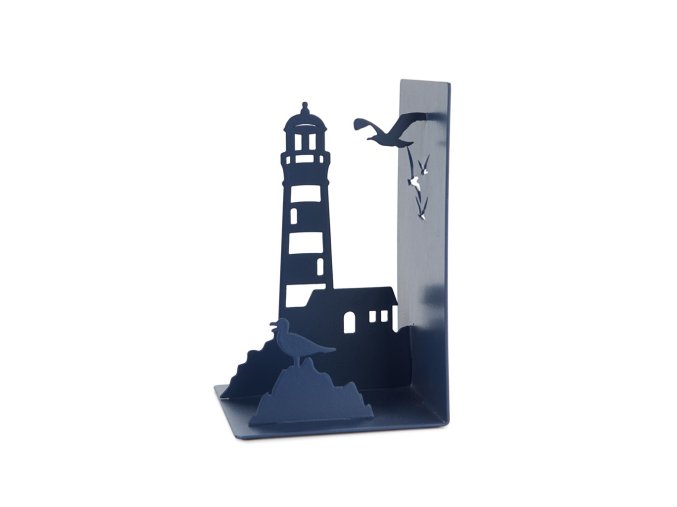 bookend lighthouse blue metal 27908