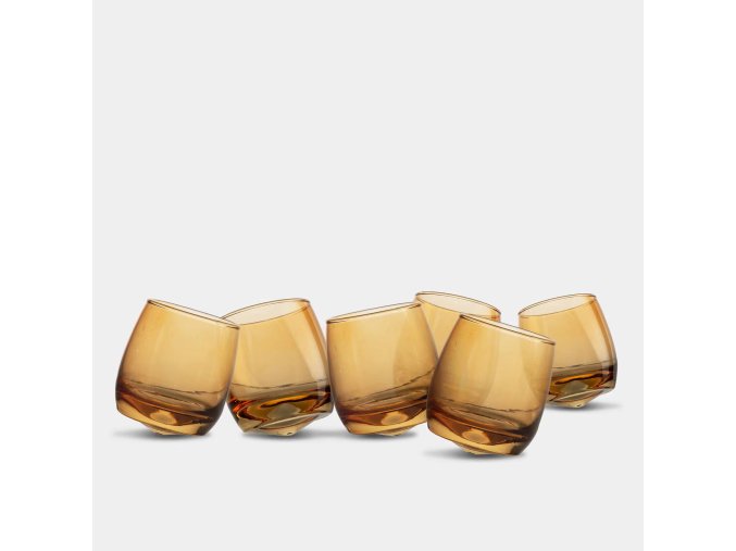 Sklenice houpací SAGAFORM Rocking Whiskey 5015282, 200ml, 6ks, jantarové