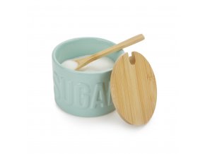 sugar bowl sugar with lid turquoise ceramic bamboo 27798E