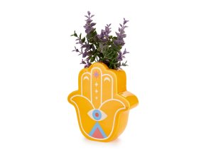 vase hamsa yellow ceramic 27917