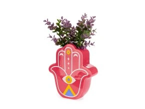 39069 vase hamsa red ceramic 27918