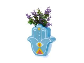 39072 vase hamsa blue ceramic 27919