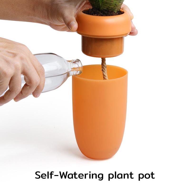 Květináč nástěnný/stolní samozavlažovací Carepot QL10304OR, oranžový QUALY DESIGN