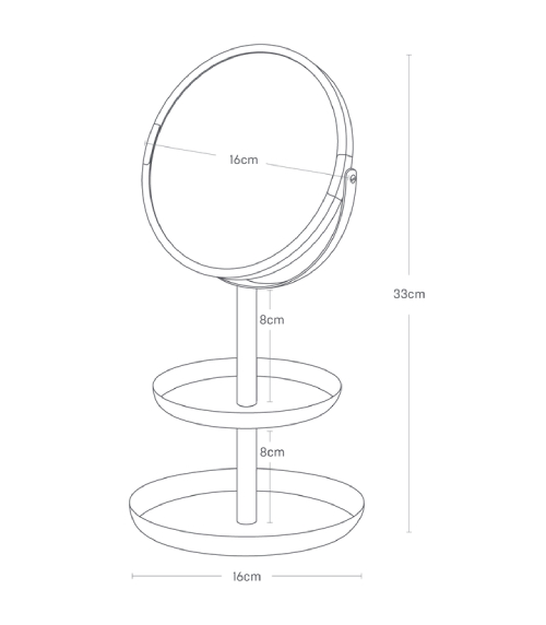 Zrcátko kosmetické  s miskami Tosca 2314, bílé YAMAZAKI