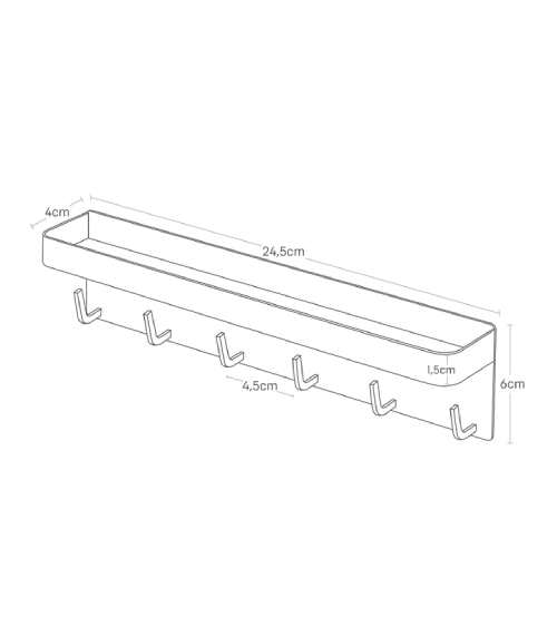 Věšáček na klíče nástěnný s poličkou Smart 2755, černý YAMAZAKI