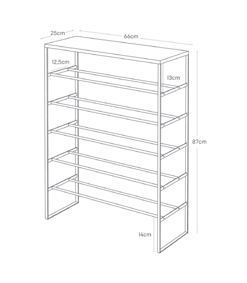 Stojan na boty s poličkou Tower 3370, na 18-21 párů, černý YAMAZAKI