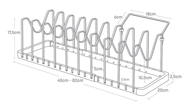 Nastavitelný organizér na pokličky a pánve Tower 3841, černý YAMAZAKI