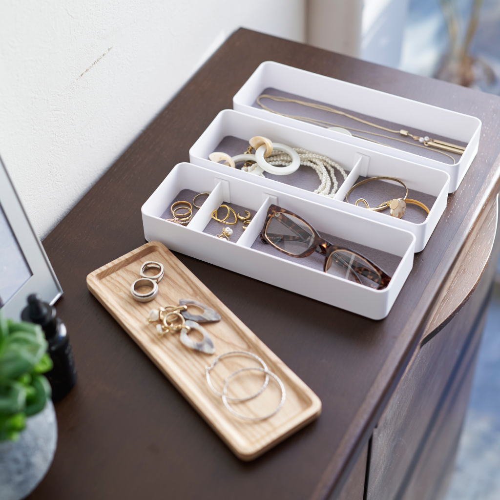 3-patrový úložný box Rin 5811, bílý YAMAZAKI
