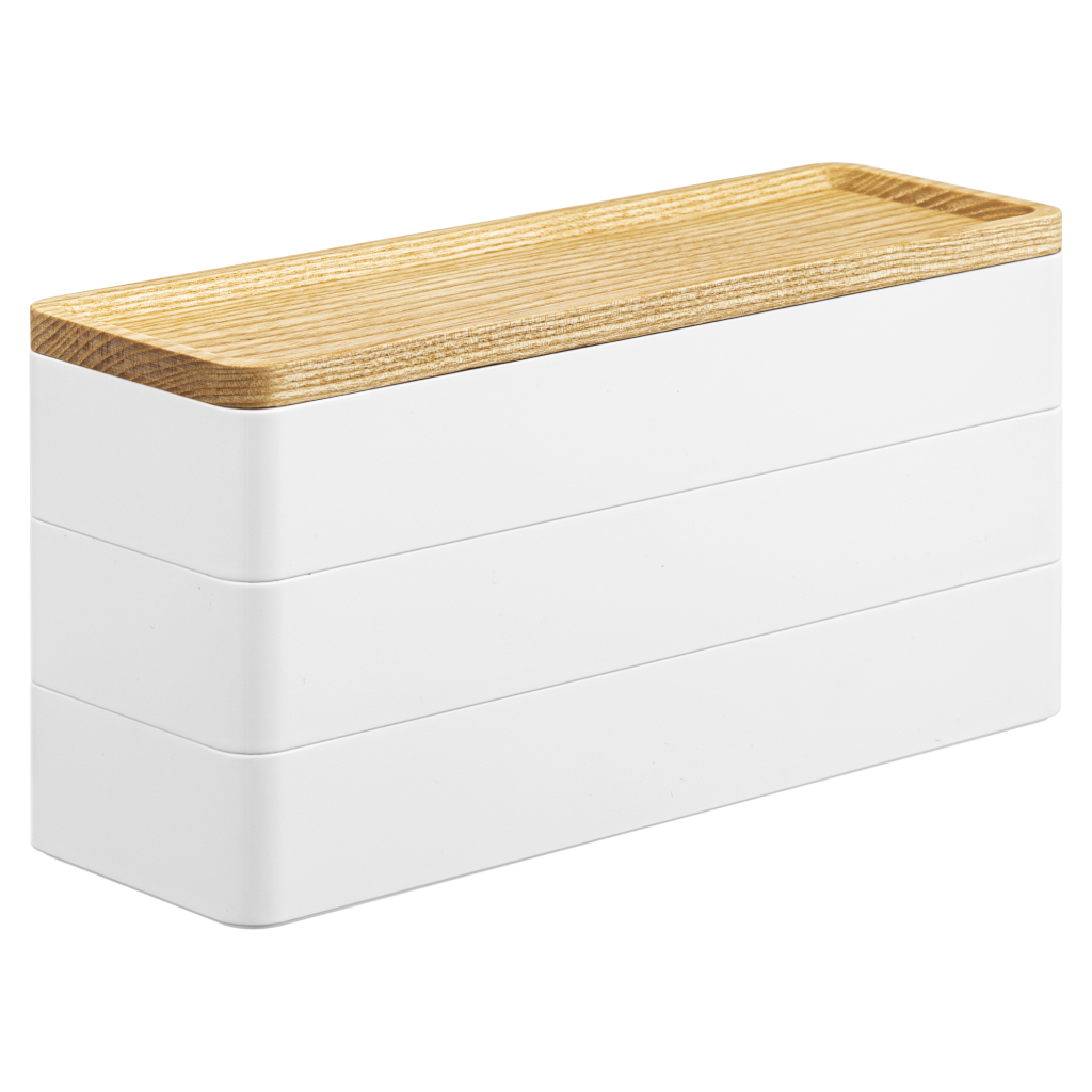 3-patrový úložný box Rin 5811, bílý YAMAZAKI