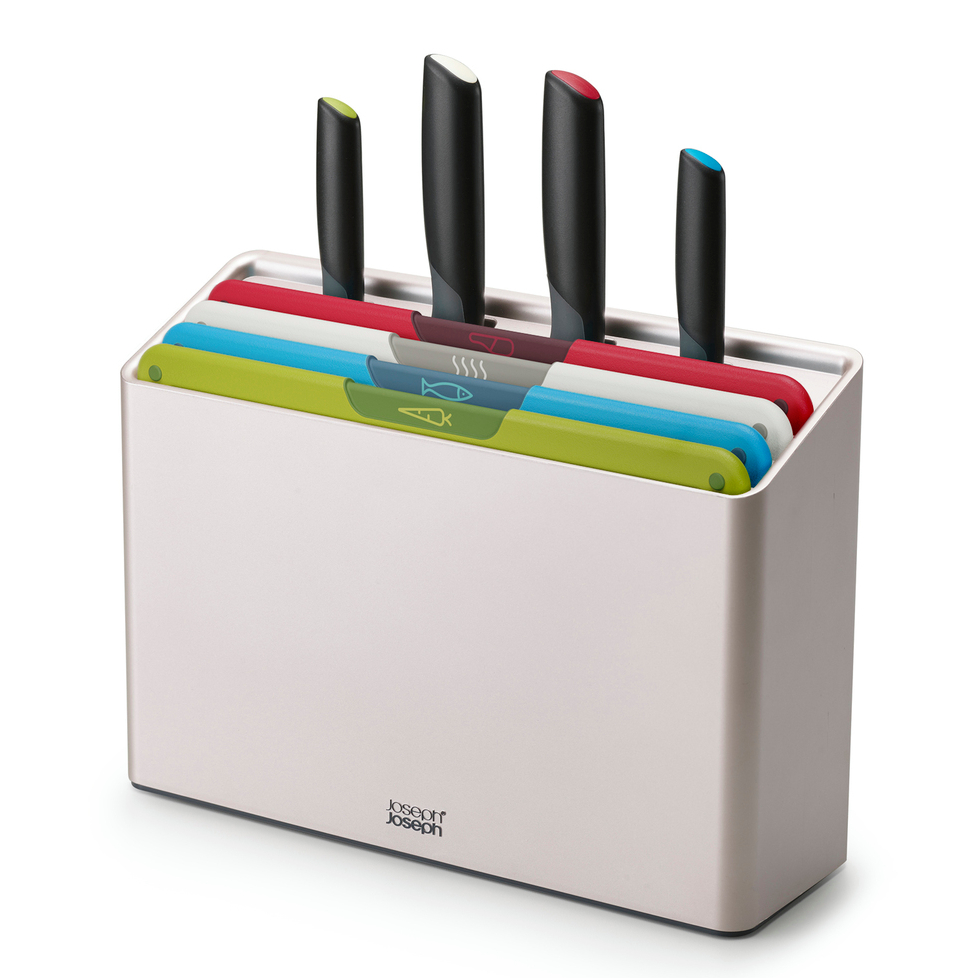 Prkénka a nože se stojanem Folio Icon Plus 60227, Silver / Multicolour / Regular (30x20cm) JOSEPH JOSEPH