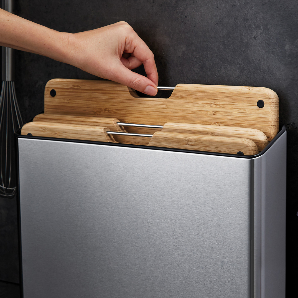 Bambusová prkénka se stojanem Folio 60229 Steel / Bamboo / Large (34x24cm)