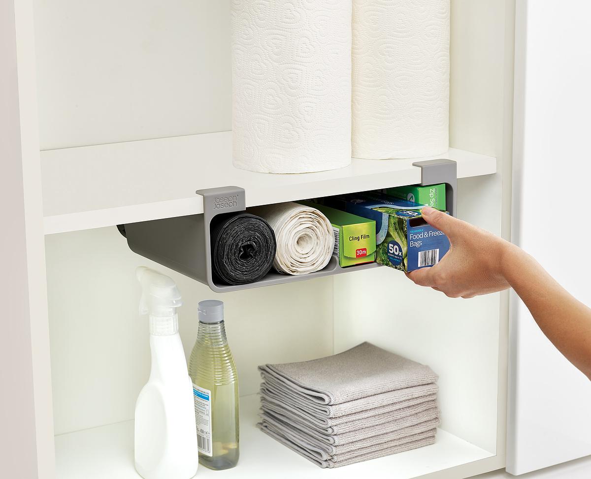 Organizér na fólie a sáčky CupboardStore 851699, velký, šedý