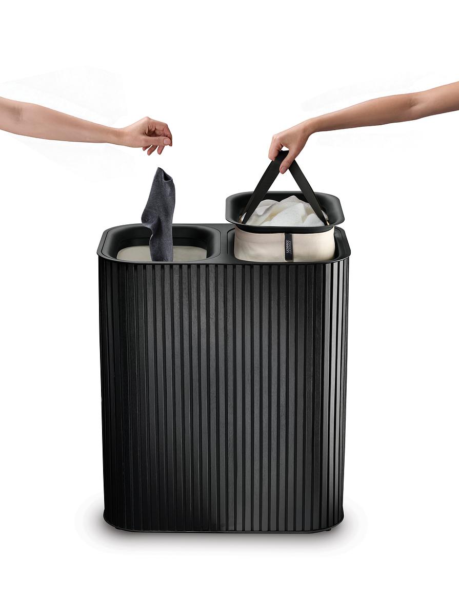 Koš na prádlo Tota Luxe 5000005, bambus/90l, černý JOSEPH JOSEPH