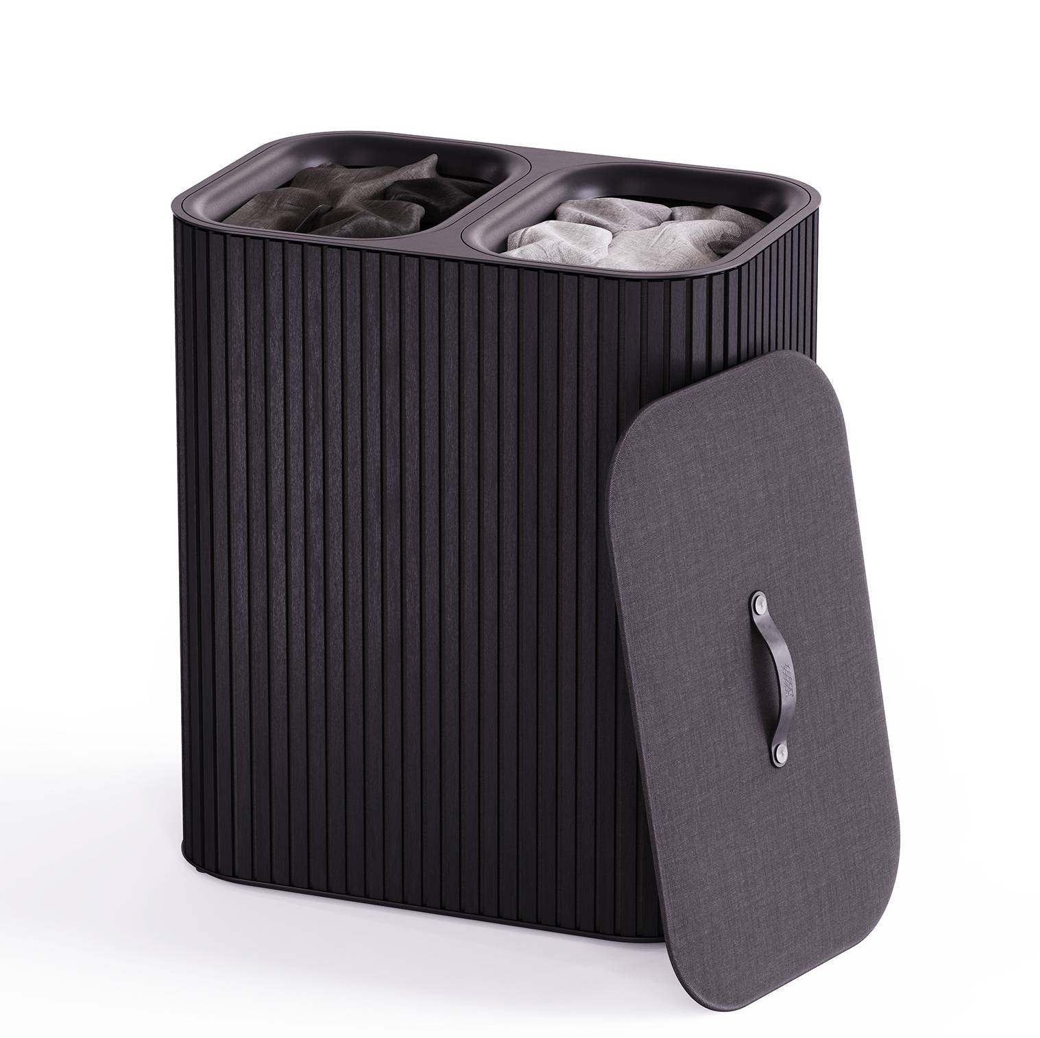 Koš na prádlo Tota Luxe 5000005, bambus/90l, černý JOSEPH JOSEPH