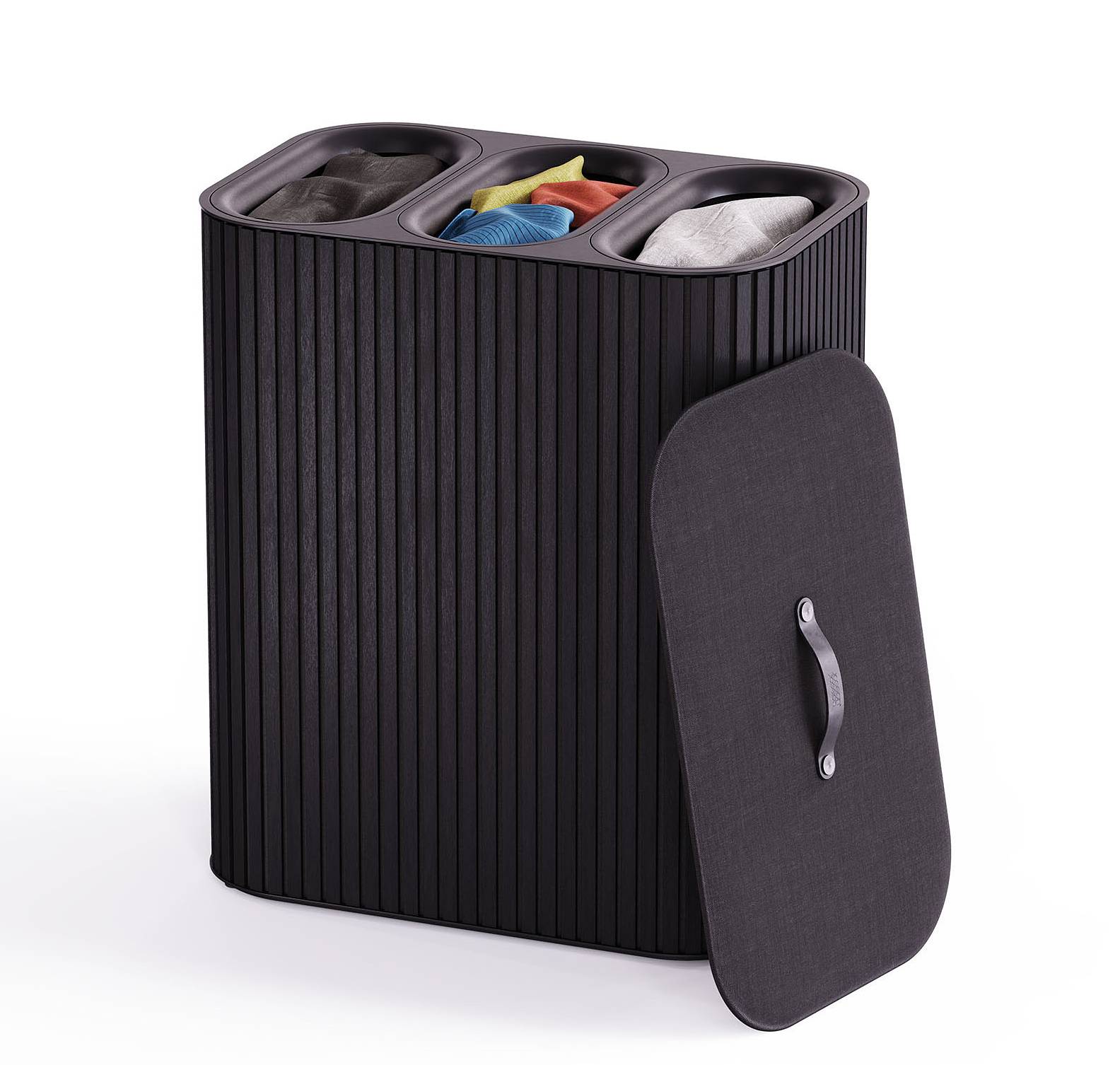 Koš na prádlo Tota Trio Luxe 5000007, bambus/90l, černý JOSEPH JOSEPH