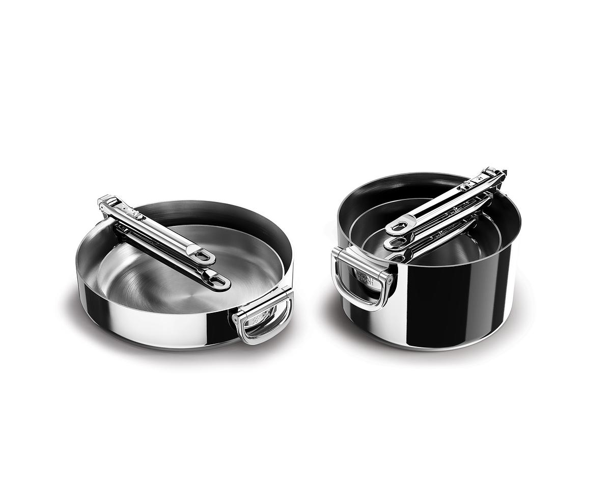 Sada nádobí Space Steel 1000032, 5ks, nerez, skládací madla