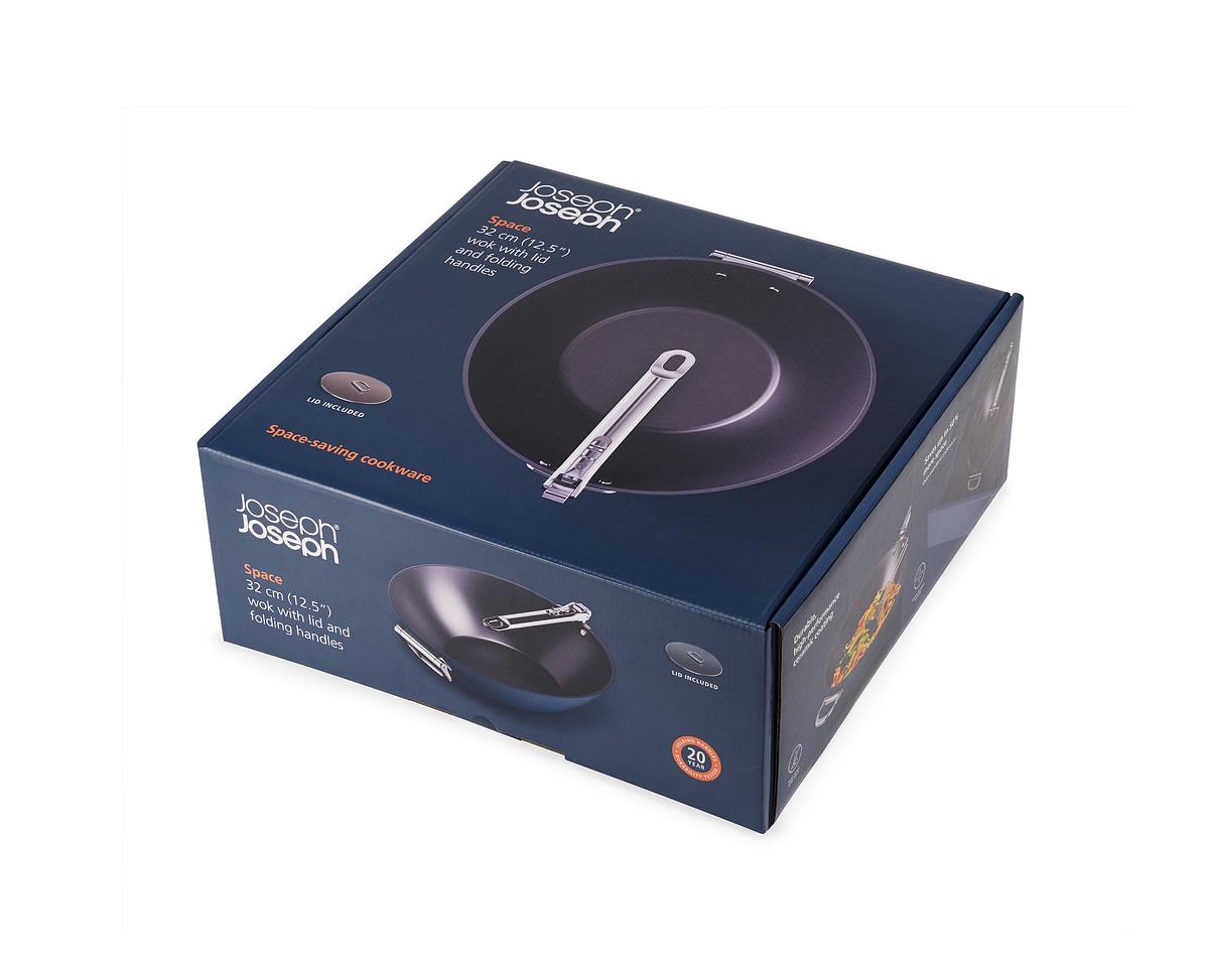 Wok s pokličkou Space Non-Stick 1000035, 32cm, nepřilnavá keramika, skládací madla