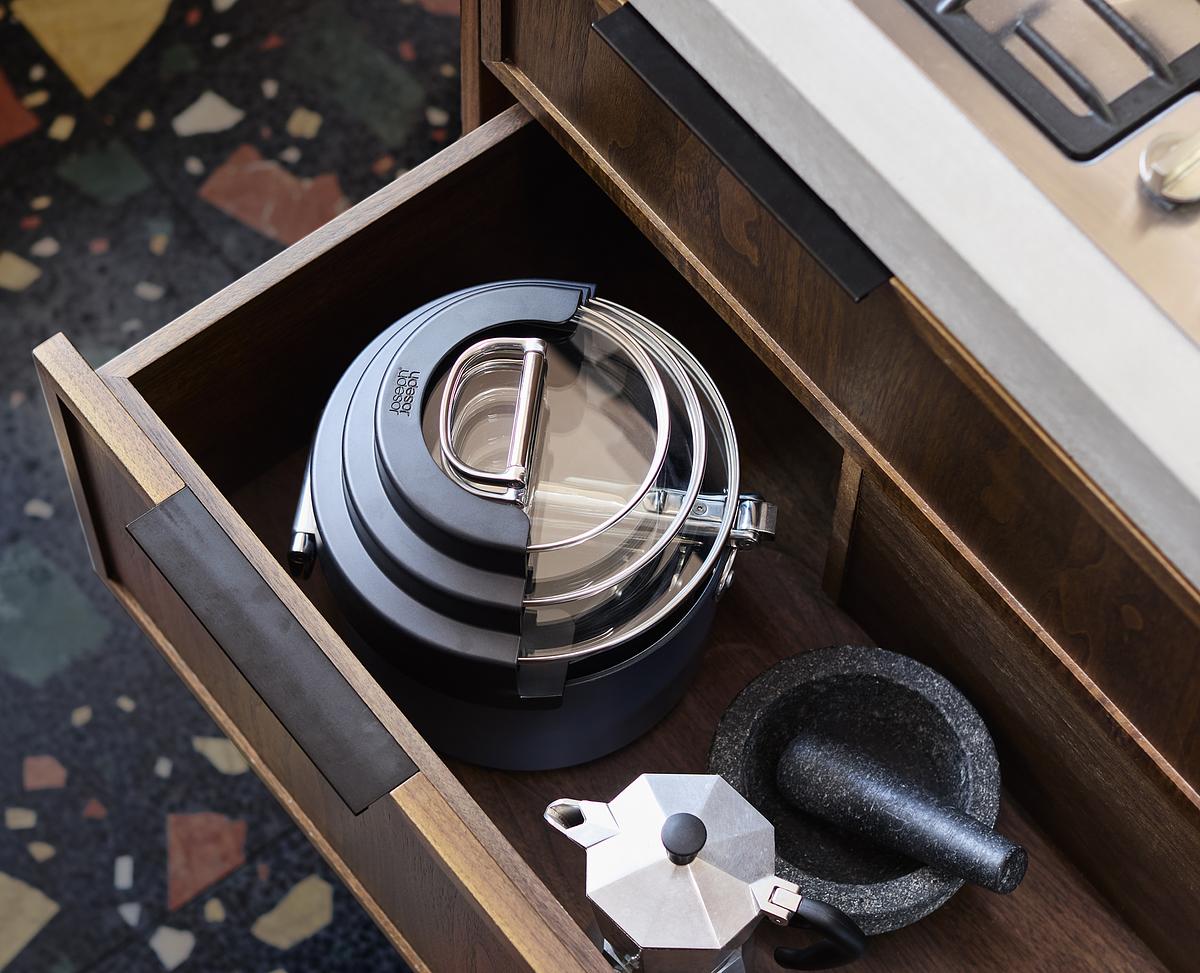 Sada rendlíků Space Non-Stick 1000062, 3ks, nepřilnavá keramika, skládací madla