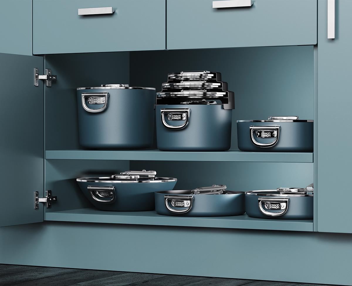 Sada rendlíků Space Non-Stick 1000062, 3ks, nepřilnavá keramika, skládací madla