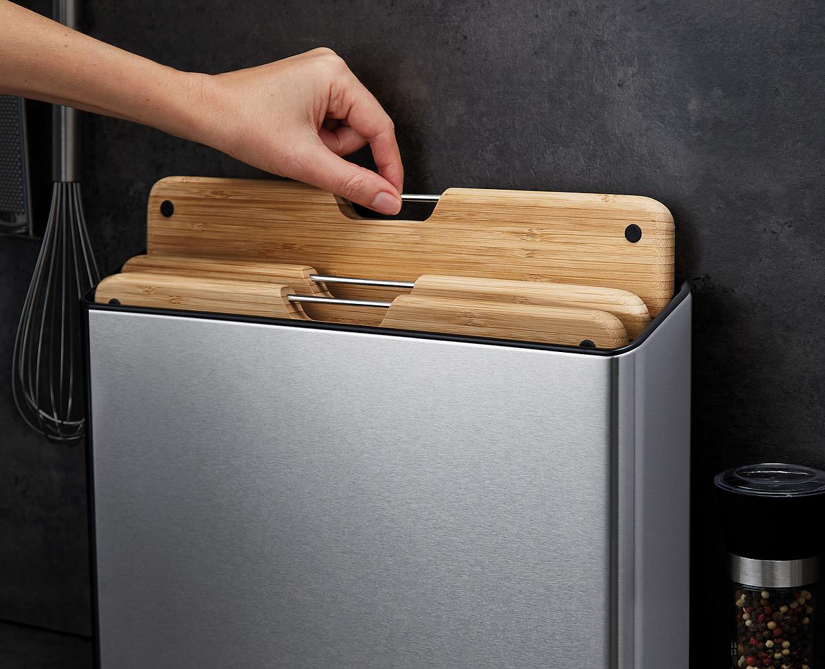 Bambusová prkénka se stojanem Folio Steel Bamboo  60229, Black / Large (34x24cm)