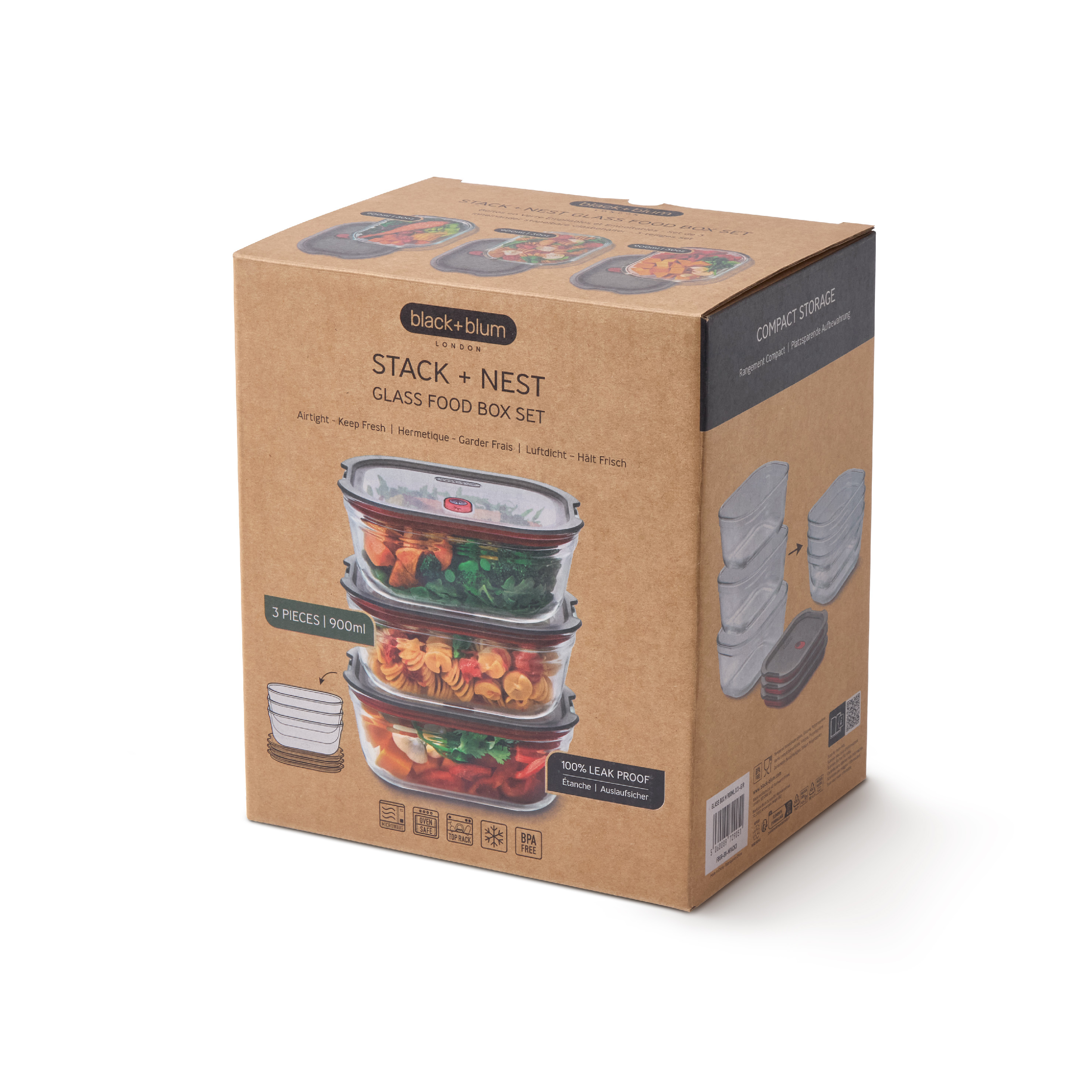 Sada nádob Stack+Nest FBGR-BX-MPACK3, 3x 900ml (M)