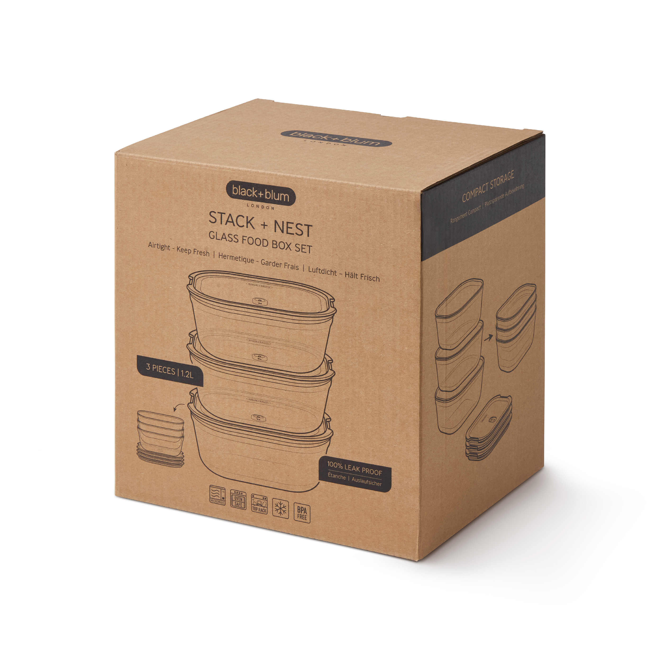 Sada nádob Stack+Nest  FBGR-BX-LPACK3, 3x1,2l (L)
