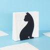 napkin holder feline black metal 27762B