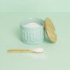 37713 2 sugar bowl sugar with lid turquoise ceramic bamboo 27798b