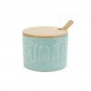 37713 sugar bowl sugar with lid turquoise ceramic bamboo 27798