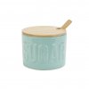 sugar bowl sugar with lid turquoise ceramic bamboo 27798