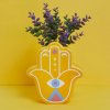 vase hamsa yellow ceramic 27917B