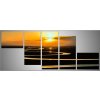 Pětidílný fotoobraz 150x68 západ slunce řeka
