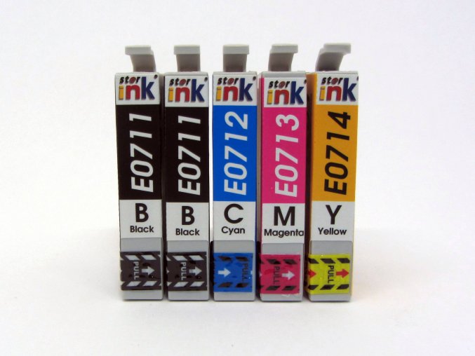 Epson, T0711, T0712, T0713, T0714, T0715, kompatibilní náplně, sada 5 kus