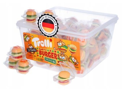 Zele Bonbony Trolli Mini Burger 60ks Hamburgery 60x10g 600g Ovocne Miniburger DE Znacka Trolli