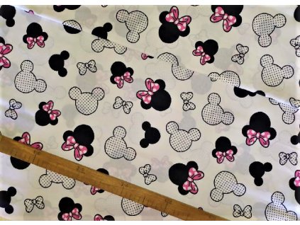 metraz bavlnene platno Minnie ruzova