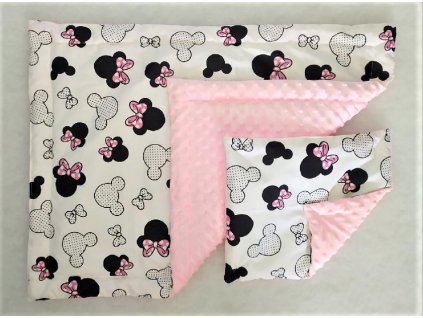 Set do kočárku Minnie srůžovou mašličkou + růžová minky