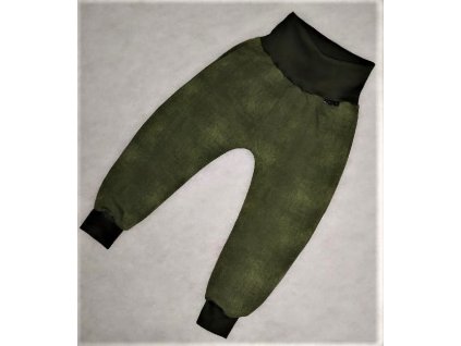 baggy tepláčky jeans efekt zelený odřený vzhled
