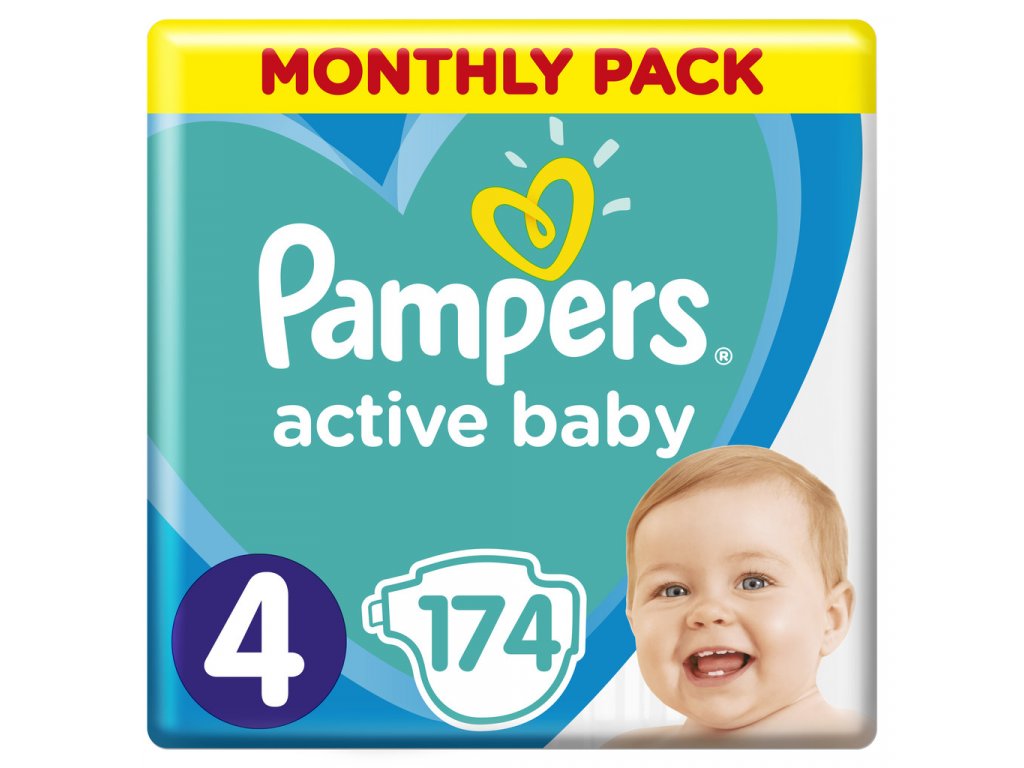 Pampers Active baby 4 Maxi (9-14 kg) 174 ks