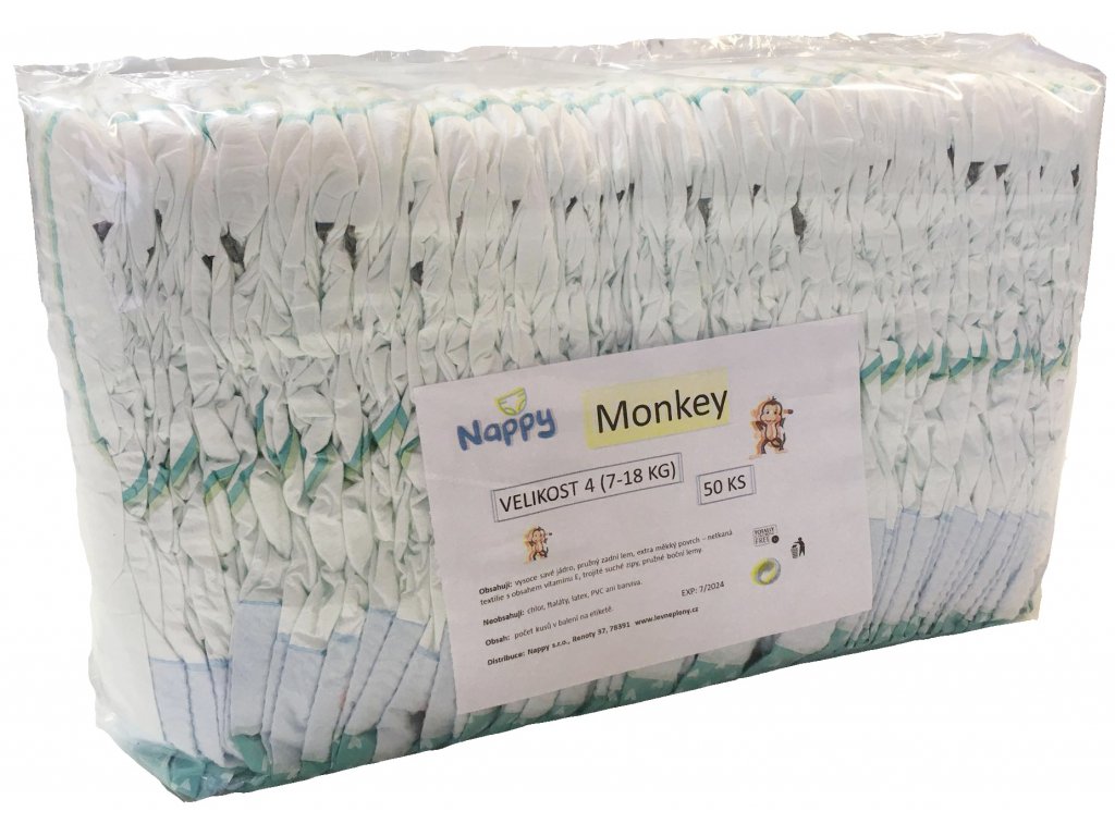Dětské pleny NAPPY Monkey Maxi 7-18 kg 50 ks