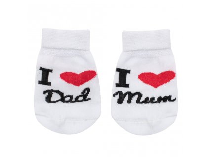 33244 kojenecke bavlnene ponozky new baby i love mum and dad bile