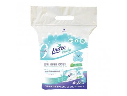 31336 linteo detske vlhcene ubrousky aloe vera s klipem 4x80 ks