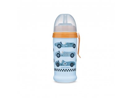 canpol babies športová fľaša so silikónovou nevyľavacou slamkou auta 350 ml svetlo modra 56516blul (1)