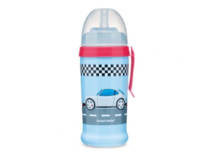 canpol babies športová fľaša so silikónovou nevyľavacou slamkou auta 350 ml tmavo modra 56516blud