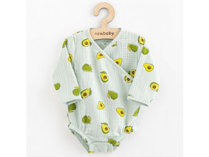 94101 kojenecke muselinove body s bocnim zavazovanim new baby avocado