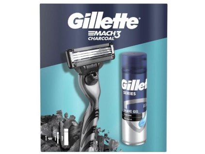 103587 gillette mach 3 charcoal darkova sada holici strojek a gel na holeni