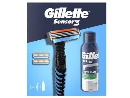 103590 gillette sensor3 darkova sada holici strojek a tri naplne uklidnujici pena na holeni 200 ml