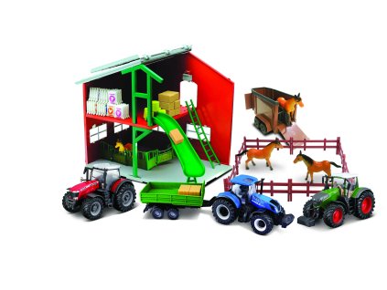98873 bburago farmland konske staje s traktorem