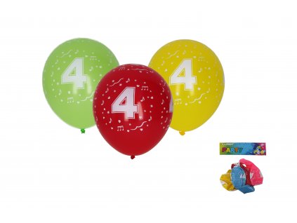 72143 balonek nafukovaci 30cm sada 5ks s cislem 4