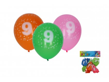 72128 balonek nafukovaci 30cm sada 5ks s cislem 9